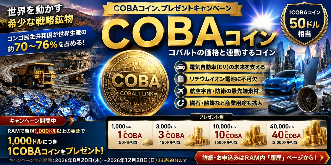 COBAコイン プレゼントキャンペーン詳細バナー